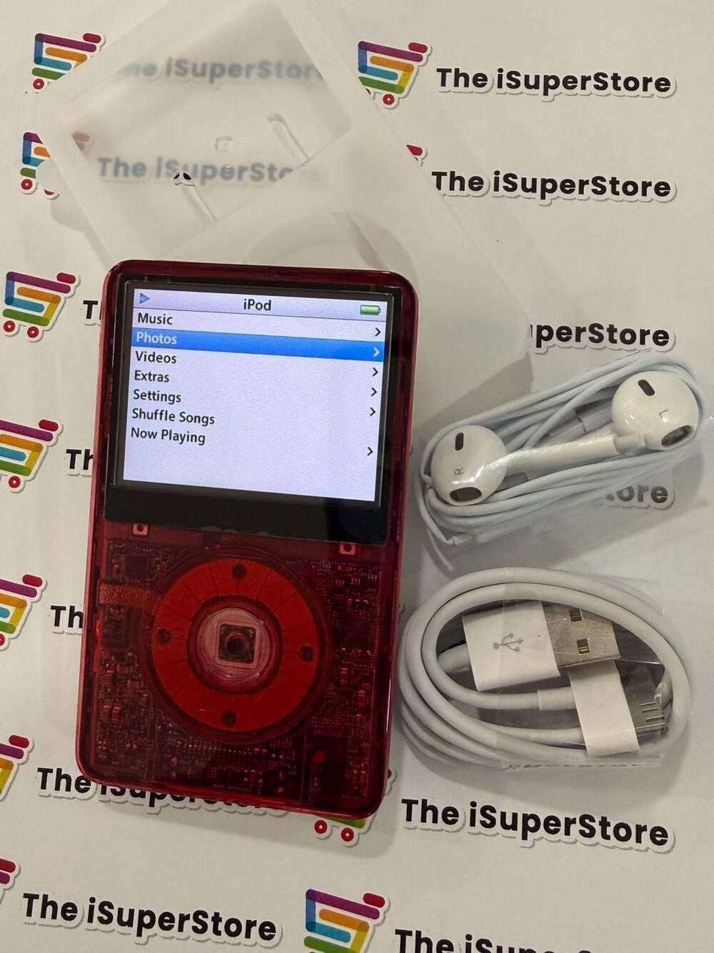 Custom Apple iPod 5th Gen 80GB Red Translucent  1 year warranty